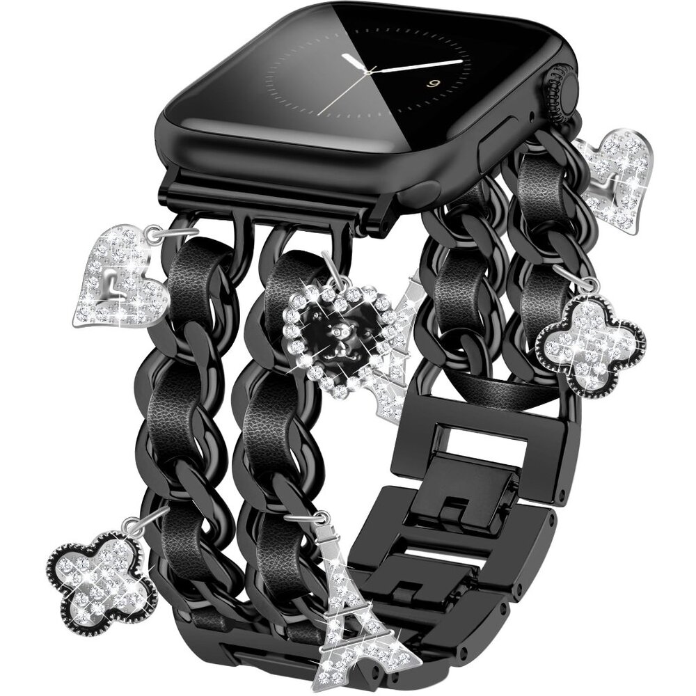 Newlibery Black Watch Bands for Women Compatible with Apple Watch Band 38mm 40mm